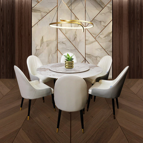 Comedor Carrusel Gris 130x75cm Circular de Seis Puestos con Seis Sillas - COMEDORES | Bylmo