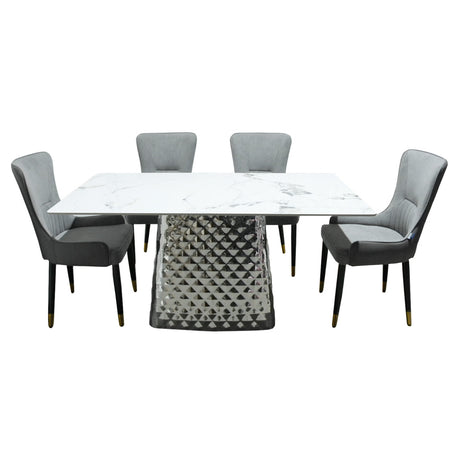 Comedor Dubái Gris 80x75cm Rectangular de Cuatro Puestos con Cuatro Sillas - COMEDORES | Bylmo