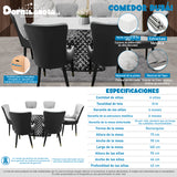 Comedor Dubái Gris 90x75cm Rectangular de Seis Puestos con Seis Sillas - COMEDORES | Bylmo