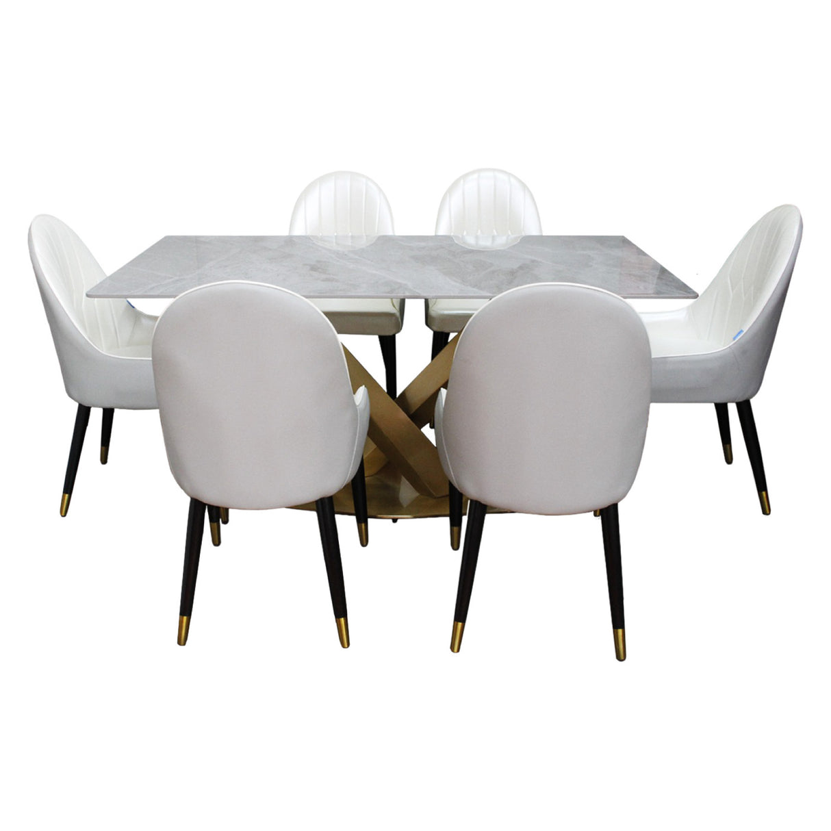 Comedor Ginebra Gris 90x75cm Rectangular de Seis Puestos con Seis Sillas - COMEDORES | Bylmo