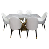 Comedor Ginebra Gris 90x75cm Rectangular de Seis Puestos con Seis Sillas - COMEDORES | Bylmo