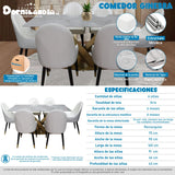 Comedor Ginebra Gris 90x75cm Rectangular de Seis Puestos con Seis Sillas - COMEDORES | Bylmo