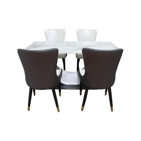 Comedor Zurich Blanco 80x75cm Rectangular de Cuatro Puestos con Cuatro Sillas - COMEDORES | Bylmo