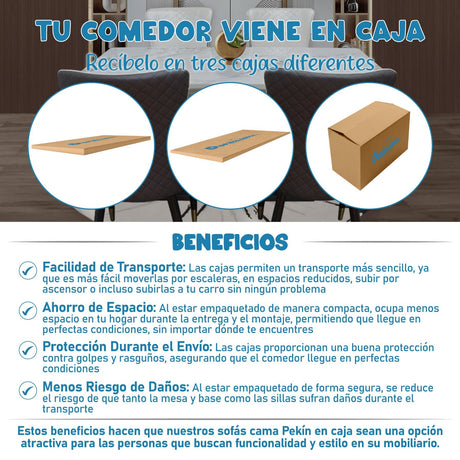 Comedor Zurich Blanco 80x75cm Rectangular de Cuatro Puestos con Cuatro Sillas - COMEDORES | Bylmo