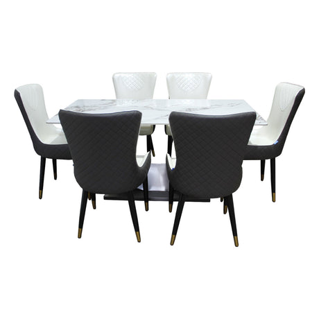 Comedor Zurich Blanco 90x75cm Rectangular de Seis Puestos con Seis Sillas - COMEDORES | Bylmo