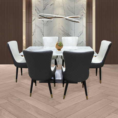 Comedor Zurich Blanco 90x75cm Rectangular de Seis Puestos con Seis Sillas - COMEDORES | Bylmo