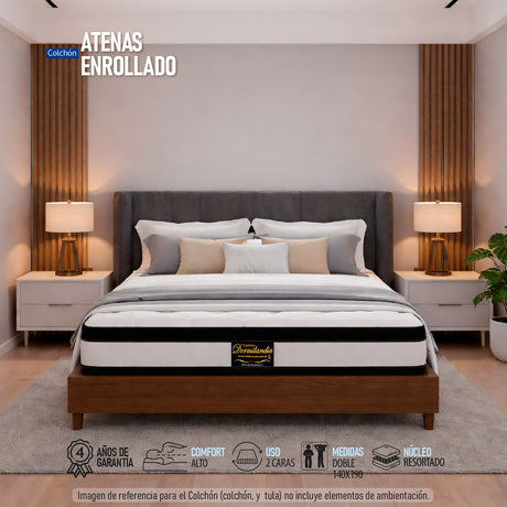 Colchón Enrollado Atenas Blanco Doble 140 X 190 Cm Firmeza Medio Doble Faz - COLCHONES | Bylmo