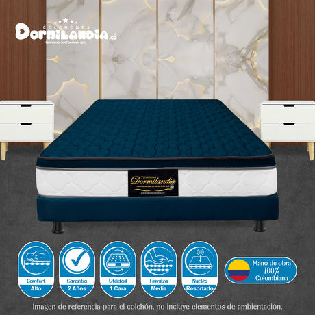 Colchón Dublín Azul Queen 160 X 190 Cm Firmeza Medio - COLCHONES | Bylmo