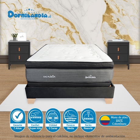 Colchón Excalibur Gris Semidoble 120 X 190 Cm Firmeza Medio Doble Faz - COLCHONES | Bylmo