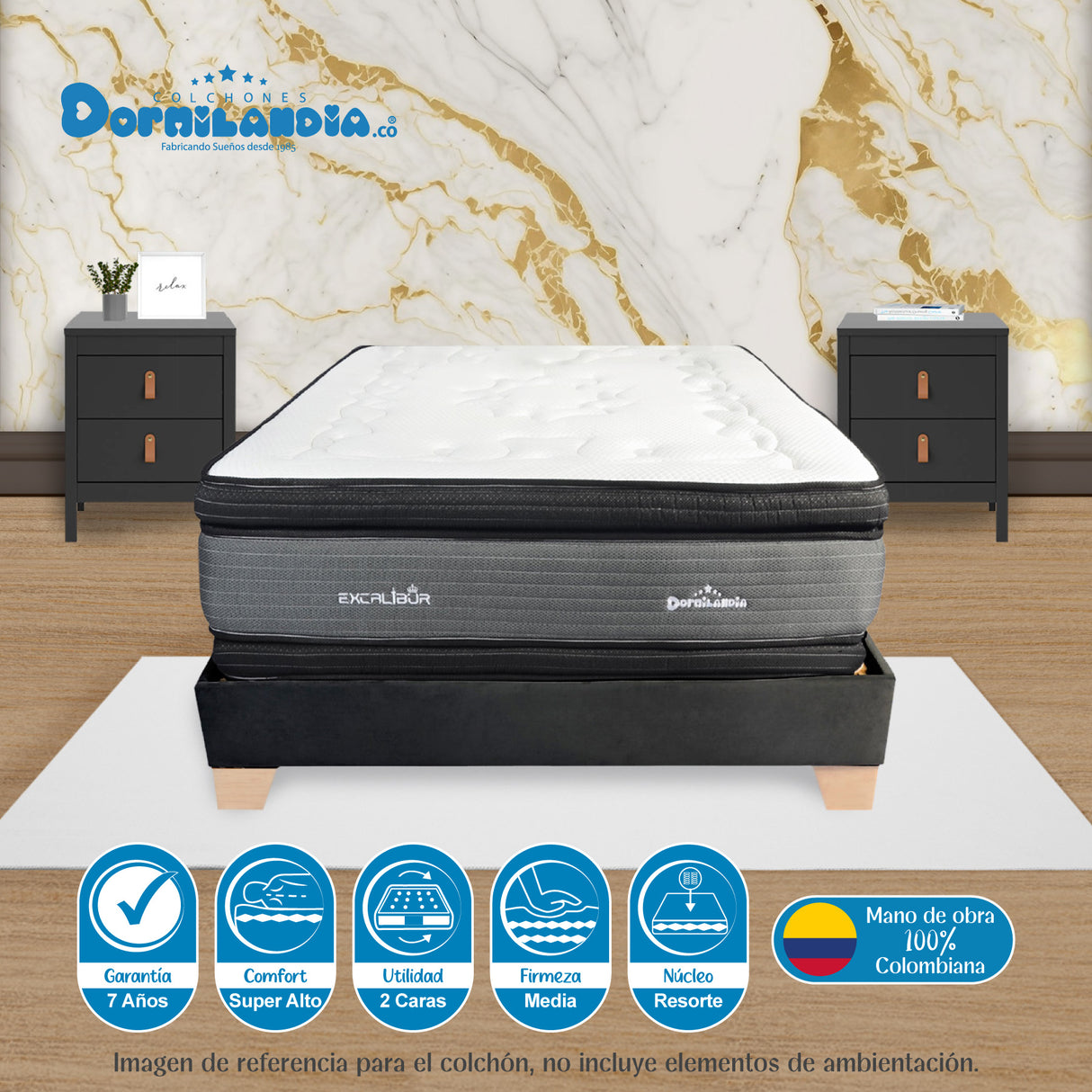 Colchón Excalibur Gris Doble 140 X 190 Cm Firmeza Medio Doble Faz - COLCHONES | Bylmo