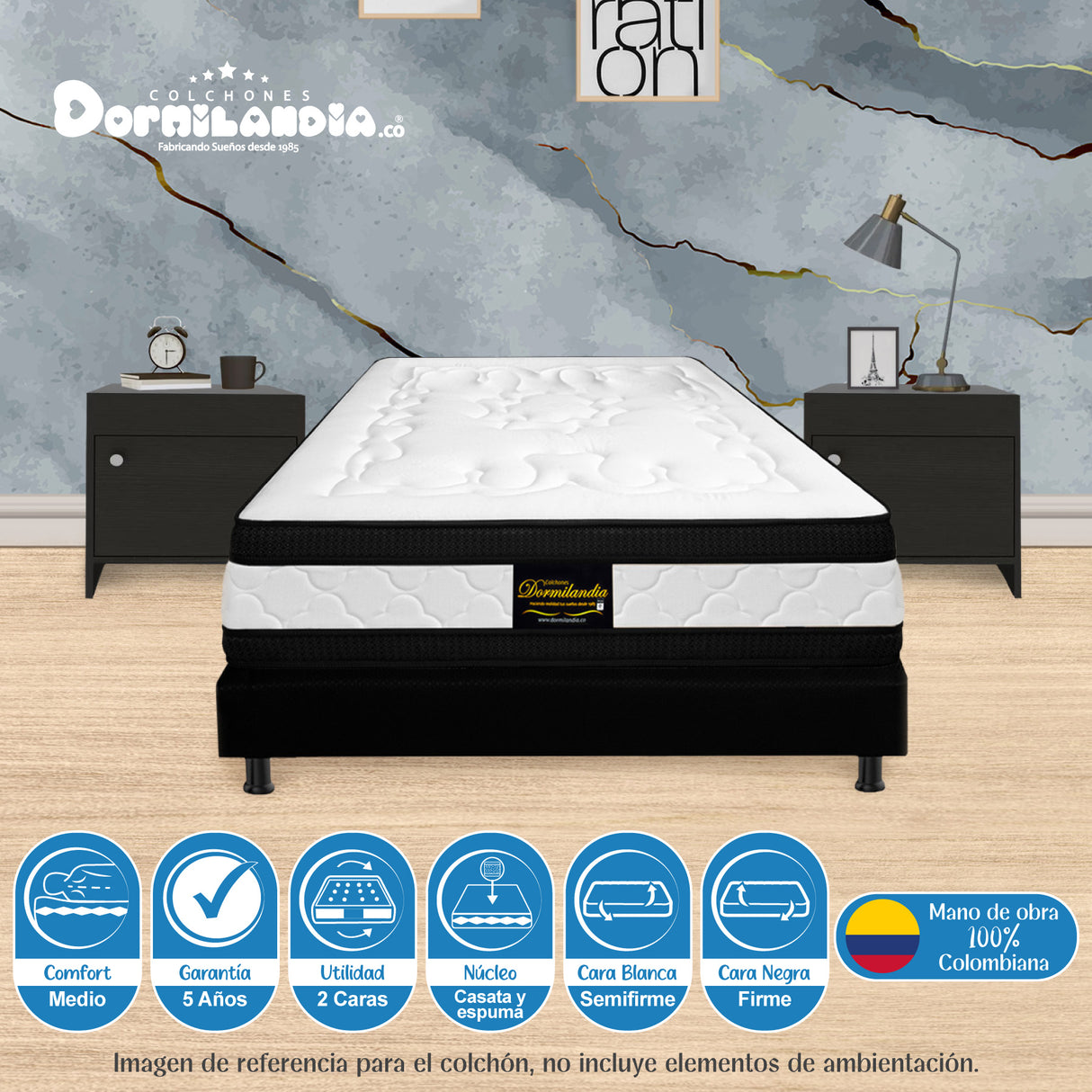 Colchón Casata Blanco Sencillo 100 X 190 Cm Firmeza Medio Firme Doble Faz - COLCHONES | Bylmo