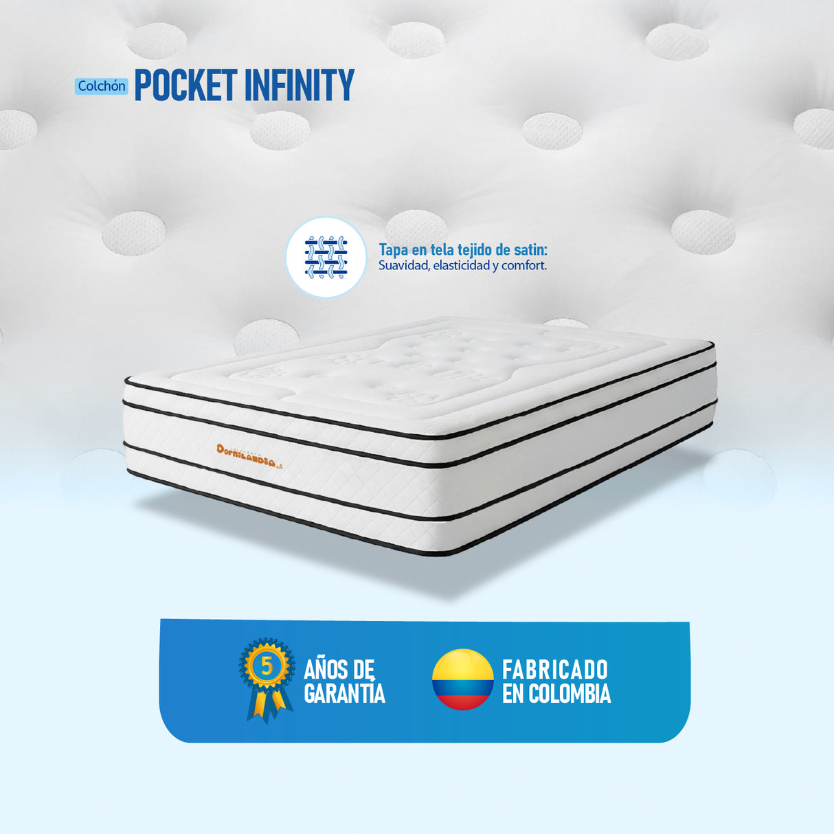 Colchón Infinity Blanco Semidoble 120 X 190 Cm Medio Firme Doble Faz - COLCHONES | Bylmo