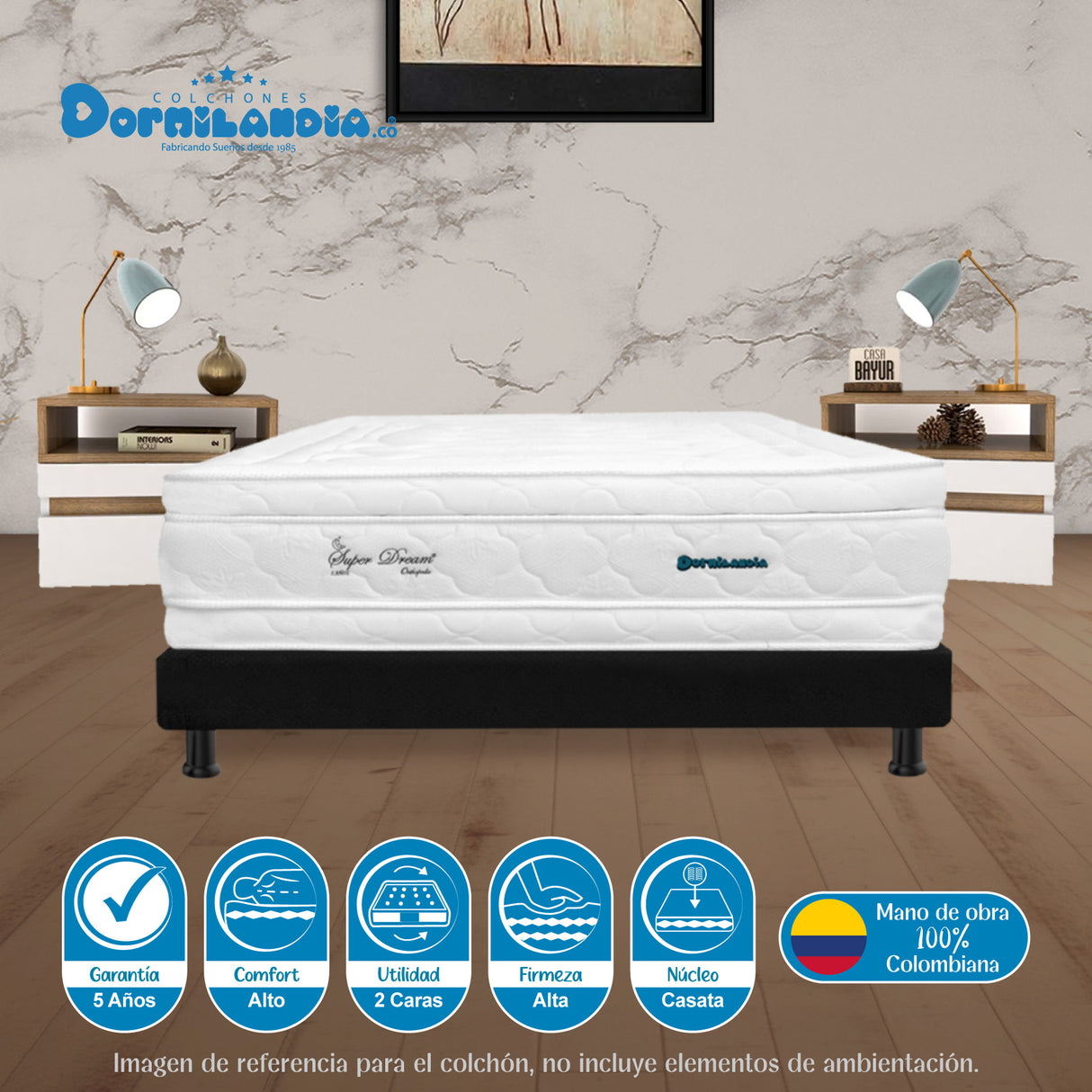 Colchón Super Dream Blanco Queen 160 X 190 Cm Firmeza Firme Doble Faz - COLCHONES | Bylmo