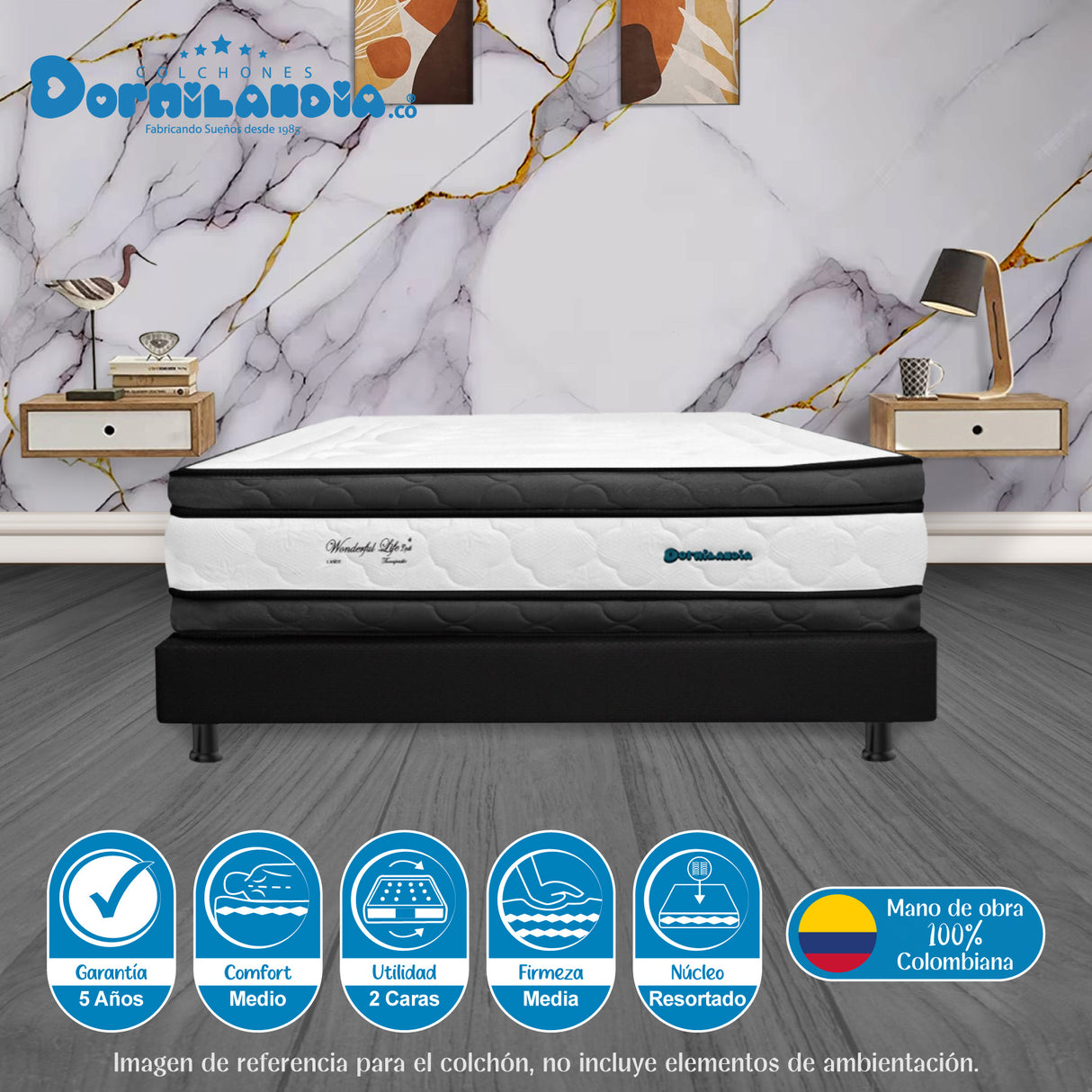 Colchón Wonderful Blanco Semidoble 120 X 190 Cm Firmeza Medio Doble Faz - COLCHONES | Bylmo