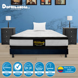 Combo Base Cama y Colchón Atenas Blanco y Azul Sencillo 100 X 190 Cm Firmeza Medio Doble Faz - COLCHONES | Bylmo