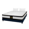 Combo Base Cama Y Colchón Atenas Blanco Y Azul Doble 140 X 190 Cm Firmeza Medio Doble Faz