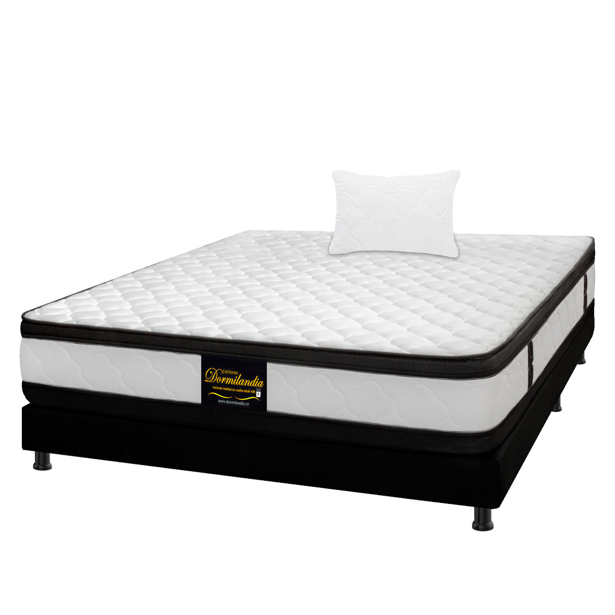Combo Base Cama y Colchón Atenas Blanco y Negro Sencillo 100 X 190 Cm Firmeza Medio Doble Faz - COLCHONES | Bylmo