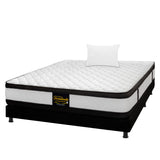 Combo Base Cama y Colchón Atenas Blanco y Negro Sencillo 100 X 190 Cm Firmeza Medio Doble Faz - COLCHONES | Bylmo