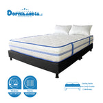 Combo Base Cama Y Colchón Caribe Blanco Y Negro Queen 160 X 190 Cm Firmeza Suave Doble Faz