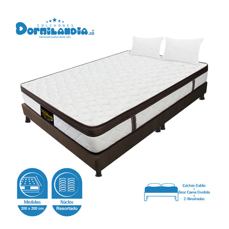 Combo Base Cama y Colchón Dublín Cafe King 200 X 200 Cm Firmeza Medio - COLCHONES | Bylmo