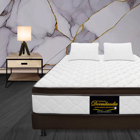 Combo Base Cama y Colchón Dublín Cafe King 200 X 200 Cm Firmeza Medio - COLCHONES | Bylmo