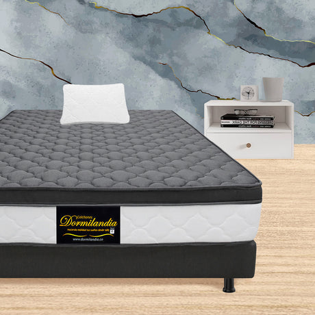 Combo Base Cama y Colchón Dublín Gris Sencillo 100 X 190 Cm Firmeza Medio - COLCHONES | Bylmo