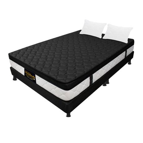 Combo Base Cama y Colchón Dublín Negro Queen 160 X 190 Cm Firmeza Medio - COLCHONES | Bylmo