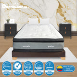 Combo Base Cama y Colchón Excalibur Gris y Cafe King 200 X 200 Cm Firmeza Medio Doble Faz - COLCHONES | Bylmo