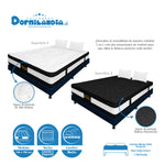 Combo Base Cama Y Colchón Casata Blanco Y Azul Doble 140 X 190 Cm Firmeza Medio Firme Doble Faz