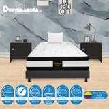 Combo Base Cama y Colchón Casata Blanco y Gris Sencillo 100 X 190 Cm Firmeza Medio Firme Doble Faz - COLCHONES | Bylmo