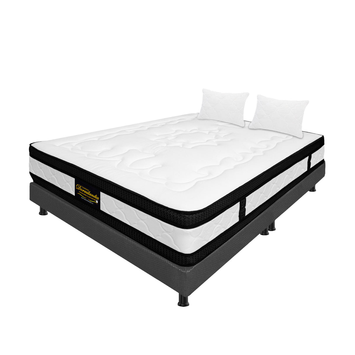 Combo Base Cama y Colchón Casata Blanco y Gris King 200 X 200 Cm Firmeza Medio Firme Doble Faz - COLCHONES | Bylmo