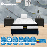 Combo Base Cama y Colchón Blanco y Azul Sencillo 100 X 190 Cm Firmeza Medio Suave Doble Faz - COLCHONES | Bylmo