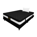 Combo Base Cama Y Colchón Blanco Y Negro Sencillo 100 X 190 Cm Firmeza Medio Suave Doble Faz