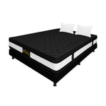 Combo Base Cama Y Colchón Blanco Y Negro Doble 140 X 190 Cm Firmeza Medio Suave Doble Faz