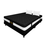 Combo Base Cama y Colchón Blanco y Negro Queen 160 X 190 Cm Firmeza Medio Suave Doble Faz - COLCHONES | Bylmo