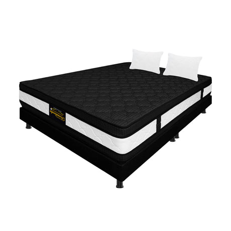 Combo Base Cama y Colchón Blanco y Negro Queen 160 X 190 Cm Firmeza Medio Suave Doble Faz - COLCHONES | Bylmo