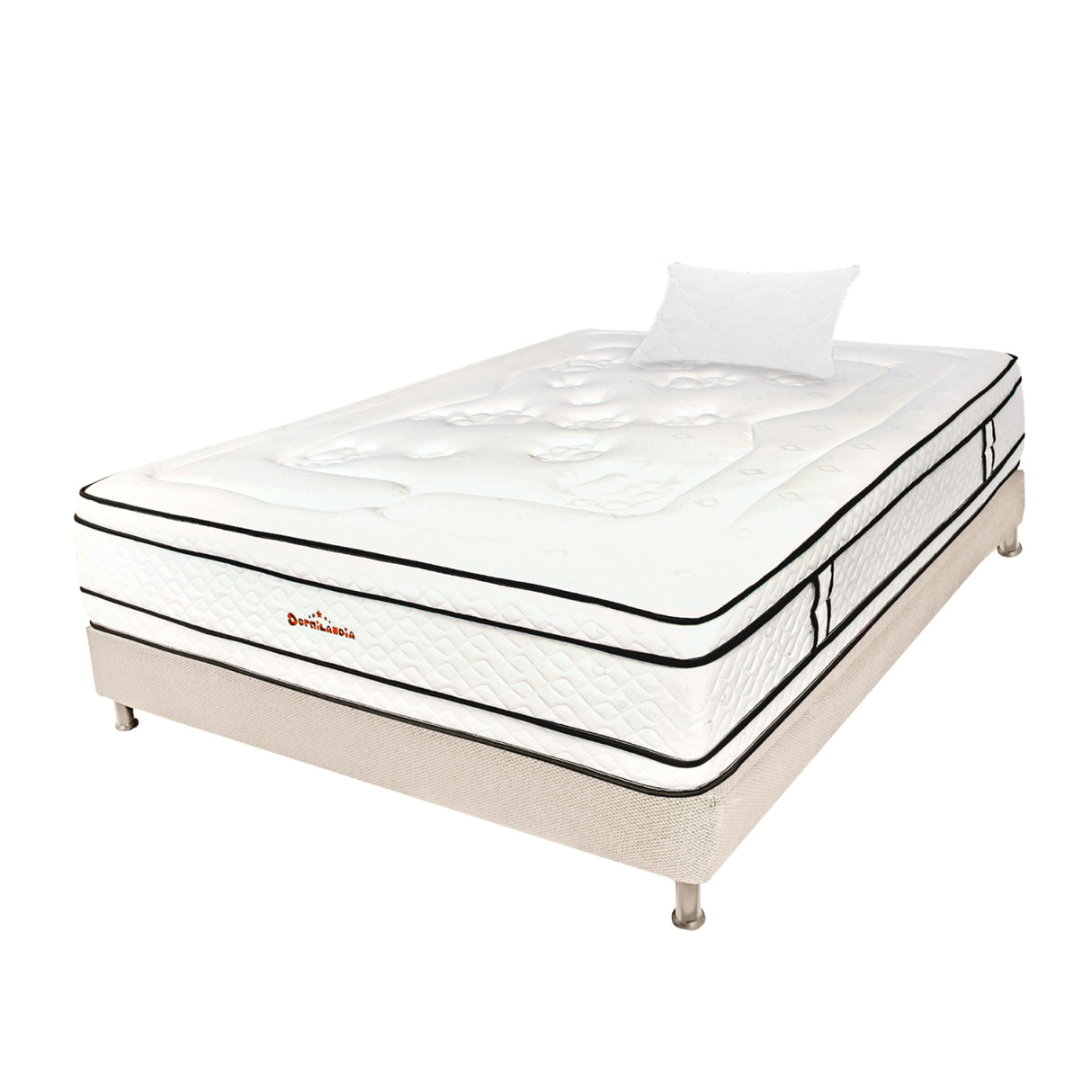 Combo Base Cama y Colchón Infinity Blanco y Arena Sencillo 100 X 190 Cm Firmeza Medio Firme Doble Faz - COLCHONES | Bylmo