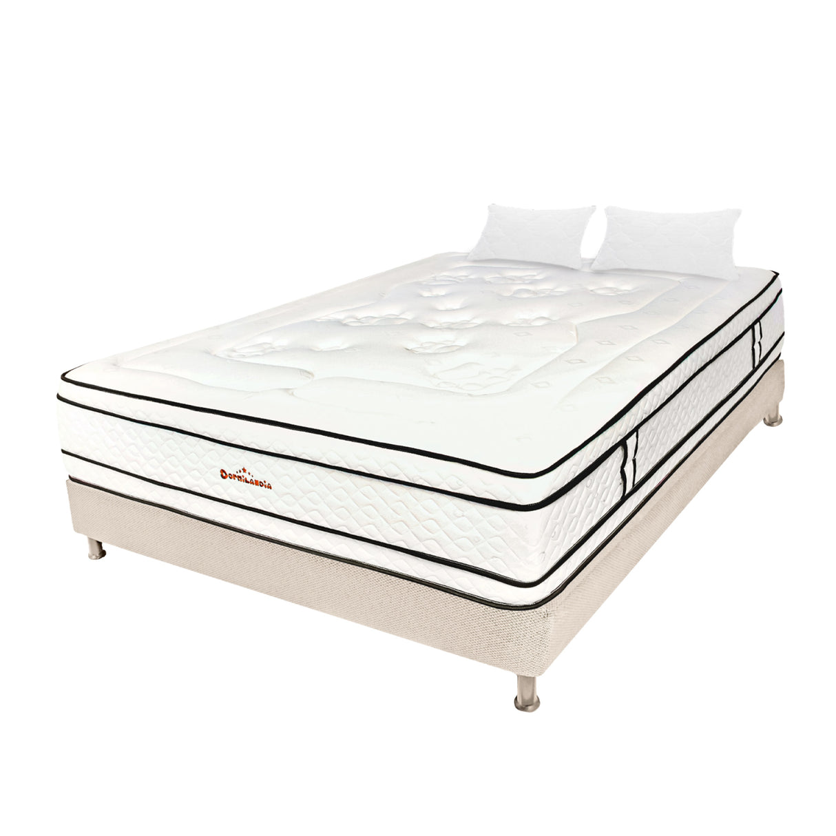 Combo Base Cama y Colchón Infinity Blanco y Arena Doble 140 X 190 Cm Firmeza Medio Firme Doble Faz - COLCHONES | Bylmo