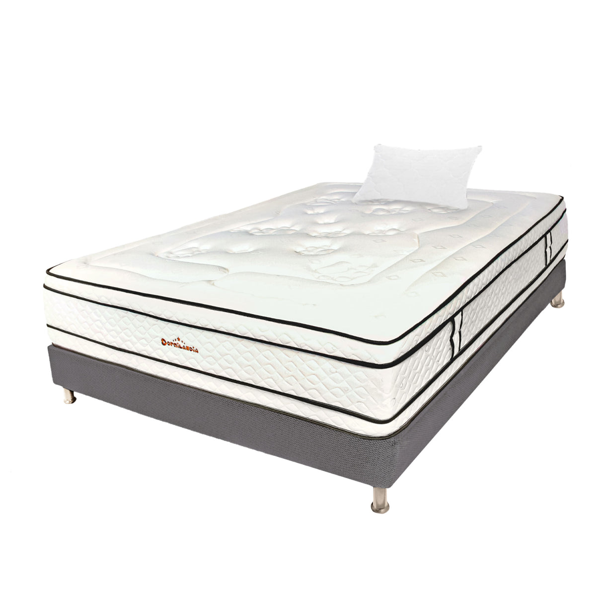 Combo Base Cama y Colchón Infinity Blanco y Gris Sencillo 100 X 190 Cm Firmeza Medio Firme Doble Faz - COLCHONES | Bylmo