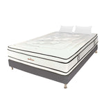 Combo Base Cama Y Colchón Infinity Blanco Y Gris Queen 160 X 190 Cm Firmeza Medio Firme Doble Faz