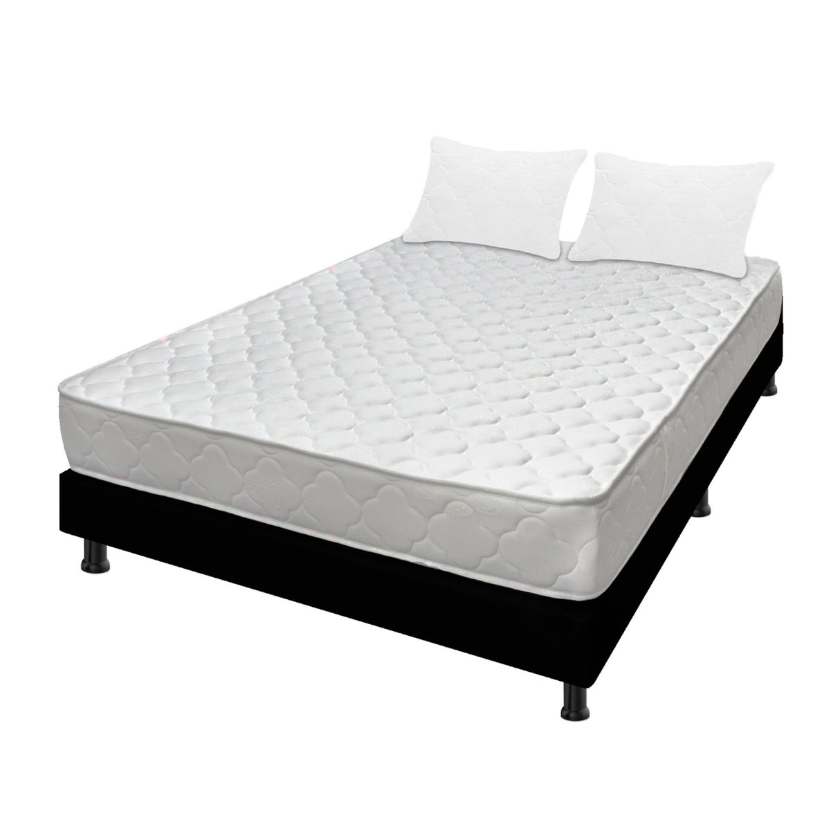 Combo Base Cama y Colchón Macizo Blanco y Negro Doble 140 X 190 Cm Firmeza Firme Doble Faz - COLCHONES | Bylmo