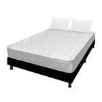 Combo Base Cama Y Colchón Macizo Blanco Y Negro Doble 140 X 190 Cm Firmeza Firme Doble Faz