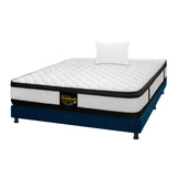 Combo Base Cama y Colchón Malta Blanco y Azul Sencillo 100 X 190 Cm Firmeza Firme Doble Faz - COLCHONES | Bylmo