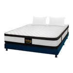 Combo Base Cama Y Colchón Malta Blanco Y Azul Semidoble 120 X 190 Cm Firmeza Firme Doble Faz