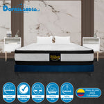 Combo Base Cama Y Colchón Malta Blanco Y Azul Semidoble 120 X 190 Cm Firmeza Firme Doble Faz