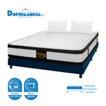 Combo Base Cama Y Colchón Malta Blanco Y Azul Semidoble 120 X 190 Cm Firmeza Firme Doble Faz