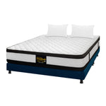 Combo Base Cama Y Colchón Malta Blanco Y Azul King 200 X 200 Cm Firmeza Firme Doble Faz