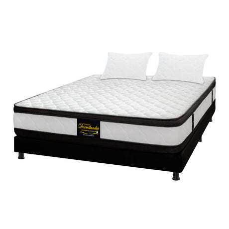Combo Base Cama y Colchón Malta Blanco y Negro Semidoble 120 X 190 Cm Firmeza Firme Doble Faz - COLCHONES | Bylmo