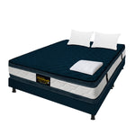 Combo Base Cama Y Colchón Marshall Azul Queen 160 X 190 Cm Firmeza Medio Doble Faz