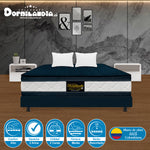 Combo Base Cama Y Colchón Marshall Azul Queen 160 X 190 Cm Firmeza Medio Doble Faz